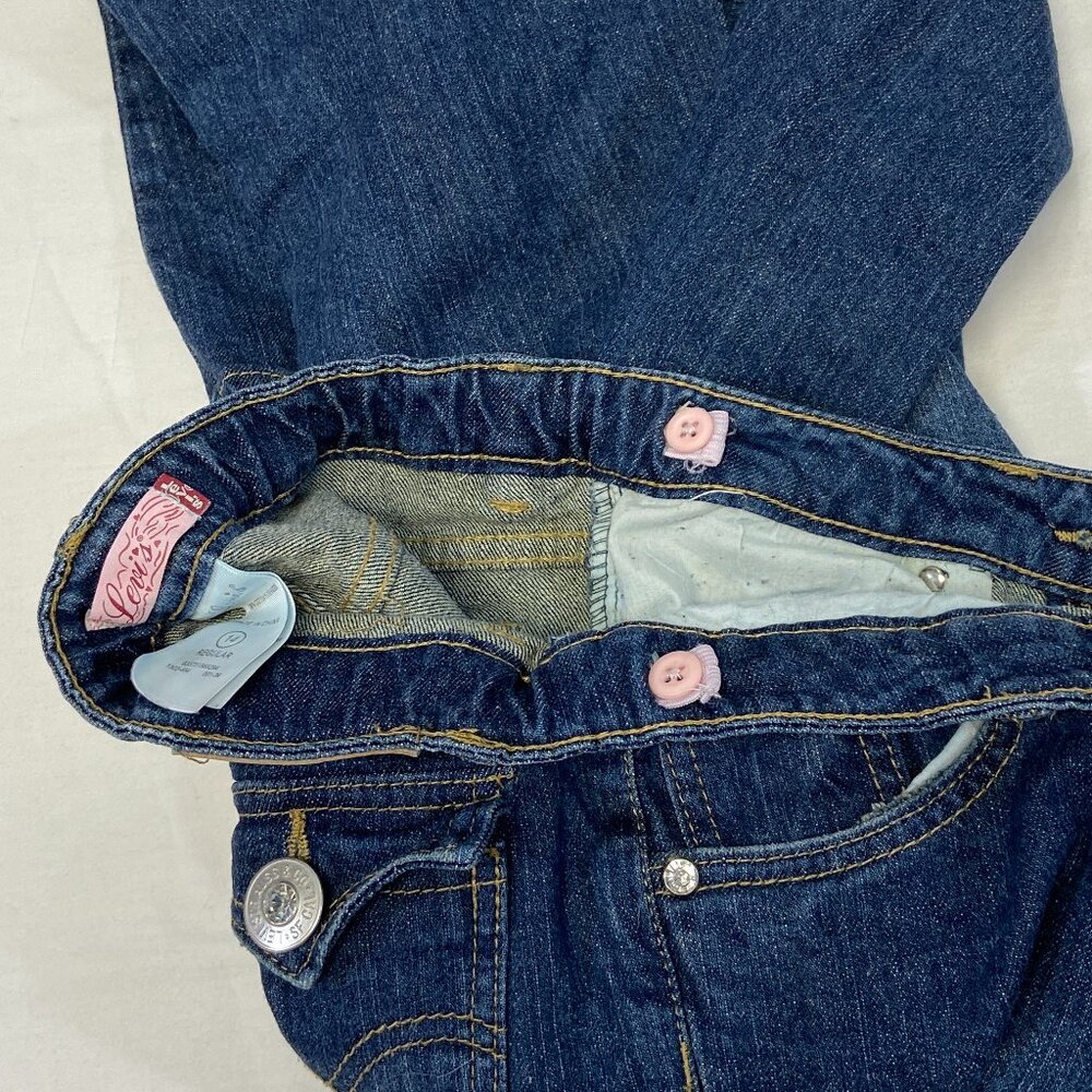 Levi's Low Rise Flared Jeweled Adjustable Waist Denim Jeans Medium Wash 14 Girl - Picture 12 of 14